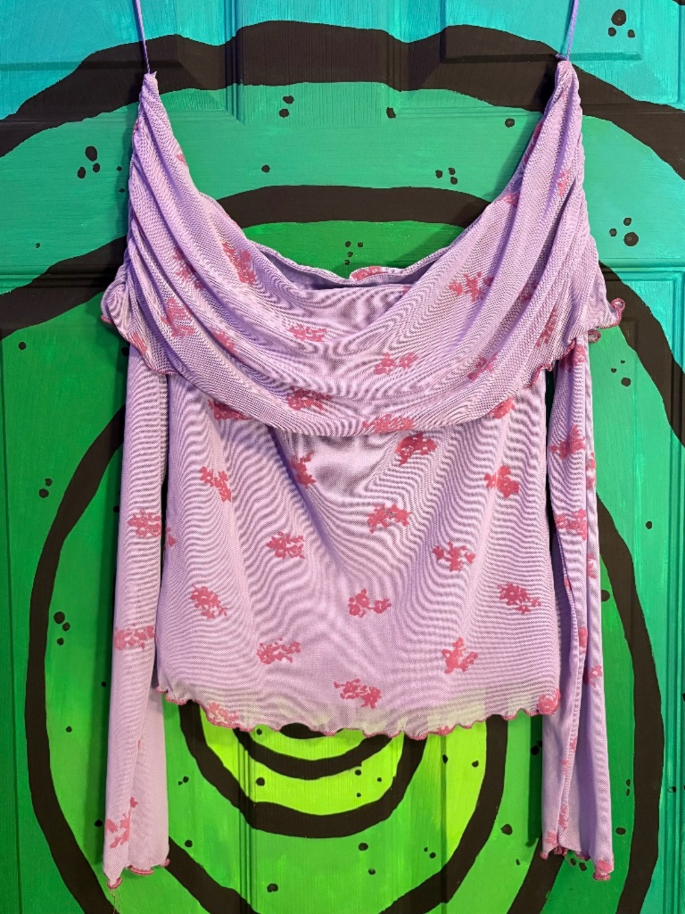TINSELTOWN purple off the shoulder long sleeve